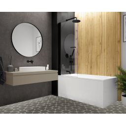 Sanplast Exa Line parawan nawannowy 70 cm 1-częściowy czarny mat/szkło przezroczyste 600-540-1040-59-401