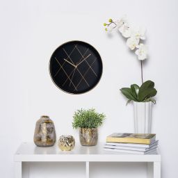 Splendid Agali zegar ścienny czarny-złoty AZ-AGALI