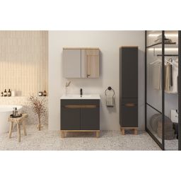 Strama Ovo szafka 59,7x45,6x80 cm podumywalkowa stojąca grafitowa-dąb 12.100.03