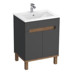 Strama Ovo szafka 59,7x45,6x80 cm podumywalkowa stojąca grafitowa-dąb 12.100.03