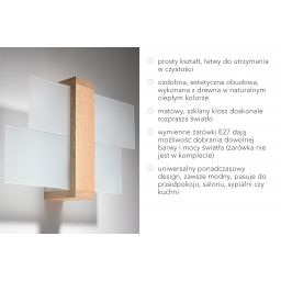 Sollux Lighting Feniks kinkiet 1x60W naturalne drewno SL.0077