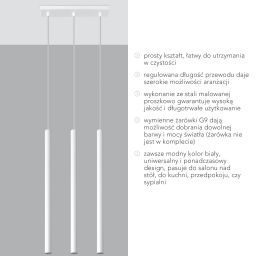Sollux Lighting Pastelo lampa wisząca 3x40W biała SL.0466