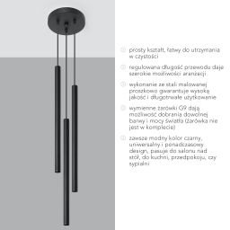 Sollux Lighting Pastelo lampa wisząca 3x40W czarna SL.0471