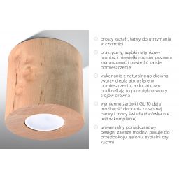 Sollux Lighting Orbis lampa podsufitowa1x6W drewno SL.0492