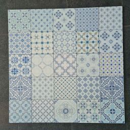 Savoia Vietri Decoro Blue Mix Lucido dekor ścienno-podłogowy 22x22 cm biało-niebieski