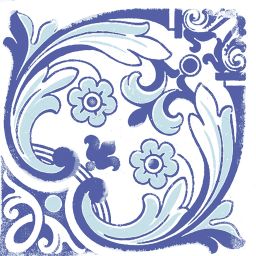 Savoia Vietri Decoro Blue Mix Lucido dekor ścienno-podłogowy 22x22 cm biało-niebieski