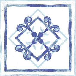 Savoia Vietri Decoro Blue Mix Lucido dekor ścienno-podłogowy 22x22 cm biało-niebieski