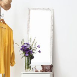 Styler Lahti lustro prostokątne 127x47 cm rama bielone przecierane drewno mat LU-01169