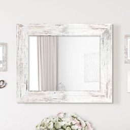 Styler Jyvaskyla lustro 86x60 cm prostokątne rama bielone przecierane drewno mat LU-01214