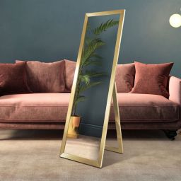 Styler Florence lustro prostokątne 46x146 cm stojące rama złoty błyszczący metaliczny LU-12271