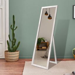 Styler Sicilia lustro prostokątne 46x146 cm stojące rama białe drewno mat LU-12262