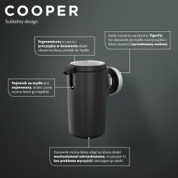 Tiger Cooper dozownik do mydła 175 ml ścienny stal/czarny 800236