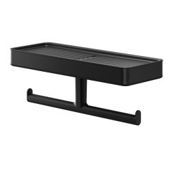 Tiger Carv uchwyt na papier toaletowy z półką czarny 800240