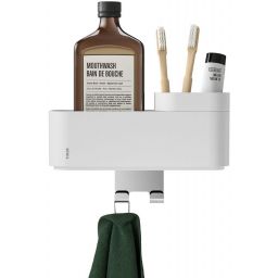 Tiger 2 store koszyk łazienkowy ścienny z haczykiem i pojemnikiem na akcesoria biały 800375