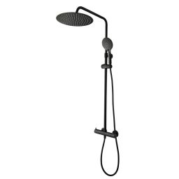 Tiger Twiss zestaw prysznicowy ścienny termostatyczny z deszczownicą czarny 1714840746