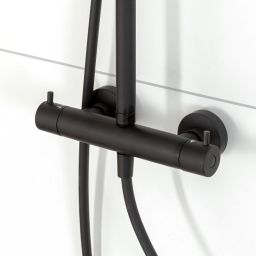 Tiger Twiss zestaw prysznicowy ścienny termostatyczny z deszczownicą czarny 1714840746