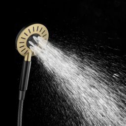 Tiger Splash Akcent zestaw prysznicowy ścienny czarny mat/mosiądz błyszczący 1714945644