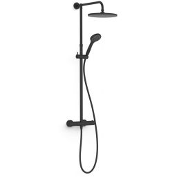 Tres Base Plus zestaw prysznicowy podtynkowy termostatyczny z deszczownicą czarny 21639302NM