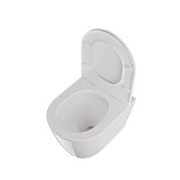 Uptrend Amaro miska WC z deską wolnoopadającą wisząca bez kołnierza ze spłukiwaniem wirowym biały połysk TR2217R