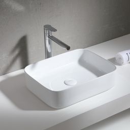 Uptrend Hera umywalka 51x40 cm nablatowa prostokątna biały połysk TR41290