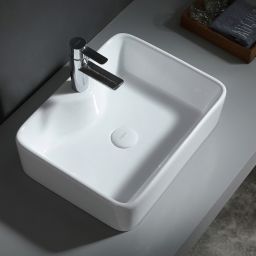 Uptrend Torvi umywalka 49x38 cm nablatowa prostokątna biały połysk TR4569A