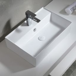 Uptrend Torino umywalka 59,5x40 cm nablatowa prostokątna biały połysk TR41297