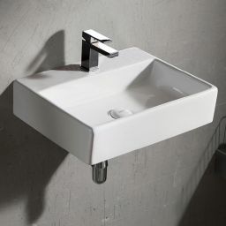 Uptrend Corfu umywalka 51x36 cm nablatowa/ścienna prostokątna biały połysk TR414