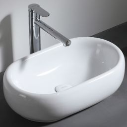 Uptrend Hebe umywalka 50x30,5 cm nablatowa owalna biały połysk TR4958