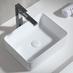 Uptrend Roma umywalka 40x30 cm nablatowa prostokątna biały połysk TR41313