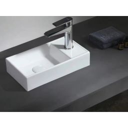 Uptrend Fika umywalka 40,5x22 cm nablatowa prostokątna biały połysk TR41355