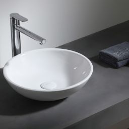 Uptrend Carino umywalka 40x40 cm nablatowa okrągła biały połysk TR415