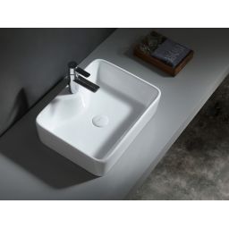 Uptrend Torvi umywalka 49x38 cm nablatowa prostokątna biały połysk TR4569A