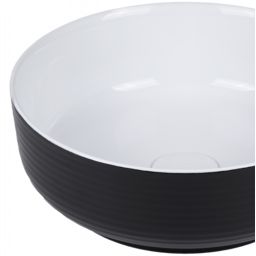 Uptrend Sofia umywalka 38,5x38,5 cm nablatowa okrągła czarny połysk/biały połysk UP4003H-2-B18+B20
