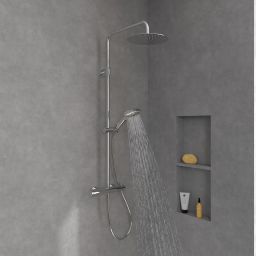 Villeroy & Boch Verve Showers zestaw prysznicowy ścienny termostatyczny z deszczownicą chrom TVS10900500061