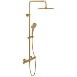 Villeroy & Boch Verve Showers zestaw prysznicowy ścienny termostatyczny z deszczownicą złoty szczotkowany TVS10900500076