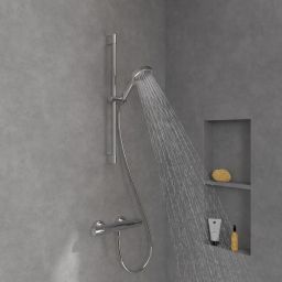 Zestaw Villeroy & Boch Universal Taps & Fittings bateria prysznicowa ścienna termostatyczna z zestawem prysznicowym chrom (TVS00001700061, TVS10900700061)