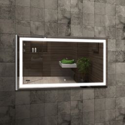 Venti Willa lustro 120x60 cm prostokątne z oświetleniem srebrny