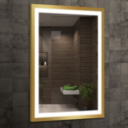 Venti Luxled Gold lustro 60x80 cm prostokątne z oświetleniem złoty