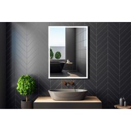 Venti Prymus lustro 60x80 cm prostokątne z oświetleniem srebrny