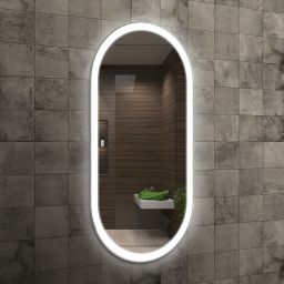 Venti Elipson lustro 60x120 cm owalne z oświetleniem srebrny