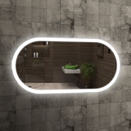 Venti Elipson lustro 60x120 cm owalne z oświetleniem srebrny