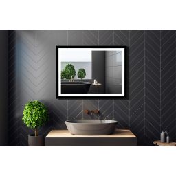 Venti Luxled lustro 60x80 cm prostokątne z oświetleniem czarny