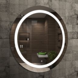 Venti Ring lustro 60x60 cm okrągłe z oświetleniem srebrny