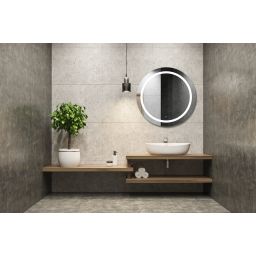 Venti Ring lustro 60x60 cm okrągłe z oświetleniem srebrny