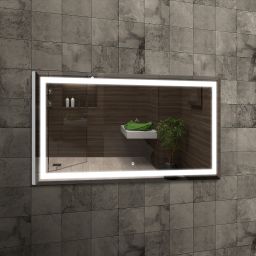 Venti Willa lustro 120x60 cm prostokątne z oświetleniem srebrny