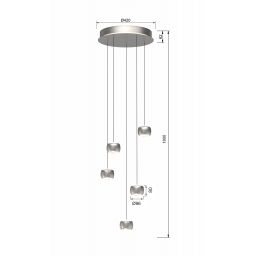 Aviano Quiberon lampa wisząca 27 W srebrna-szampan 5039-503