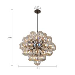 Aviano Portofino lampa wisząca 44x2,2 W czarna-chrom-przydymiona 5079-4405