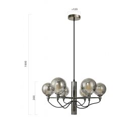 Aviano Classico lampa wisząca 6x3 W czarna-chrom 6221-0610