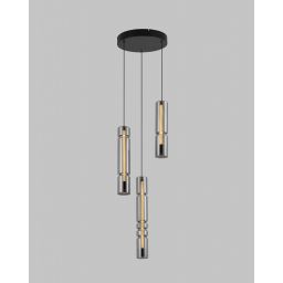 Aviano Cilindro lampa wisząca 3x9 W czarna-chrom-przydymiona 6223-0310