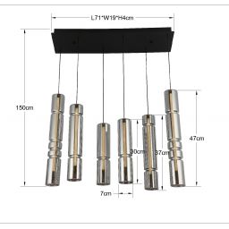 Aviano Cilindro lampa wisząca 6x9 W czarna-chrom-przydymiona 6223-0610